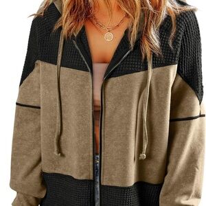 Stylish Black and Tan Women's Hoodie